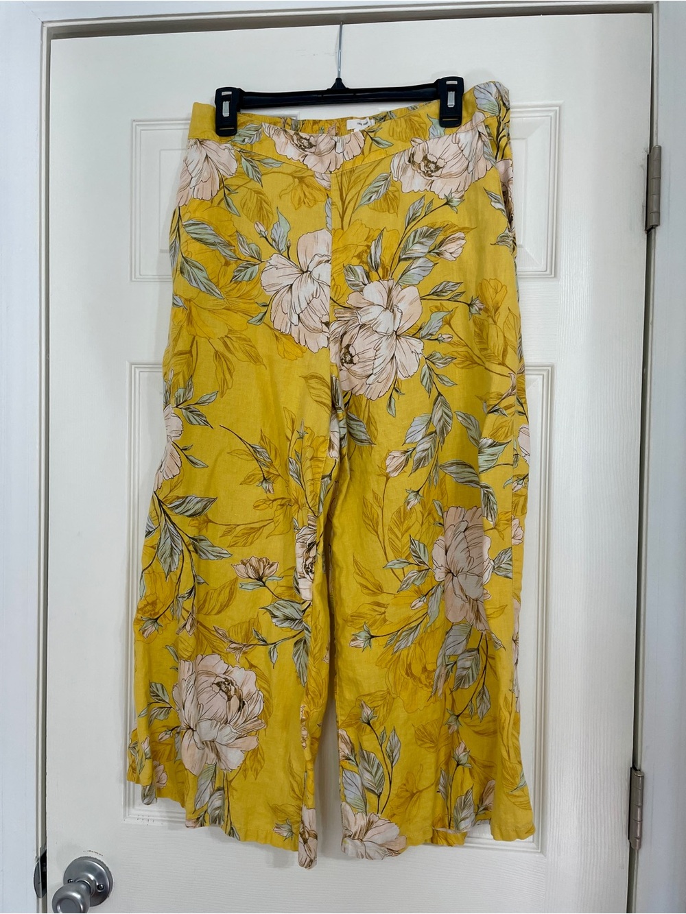 Yellow Floral Wide-Leg Pants Nicole Miller New York I